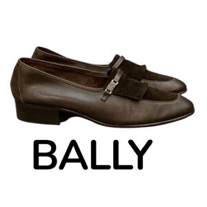 Authentic Bally luxury designer vintage soft brown leather men’s loafers sz 10